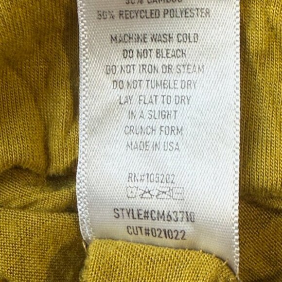 CHALET ET CECI Women Mustard Tunic Top Asymmetrical Hem Lagenlook Crinkle S NWOT - Picture 8 of 16